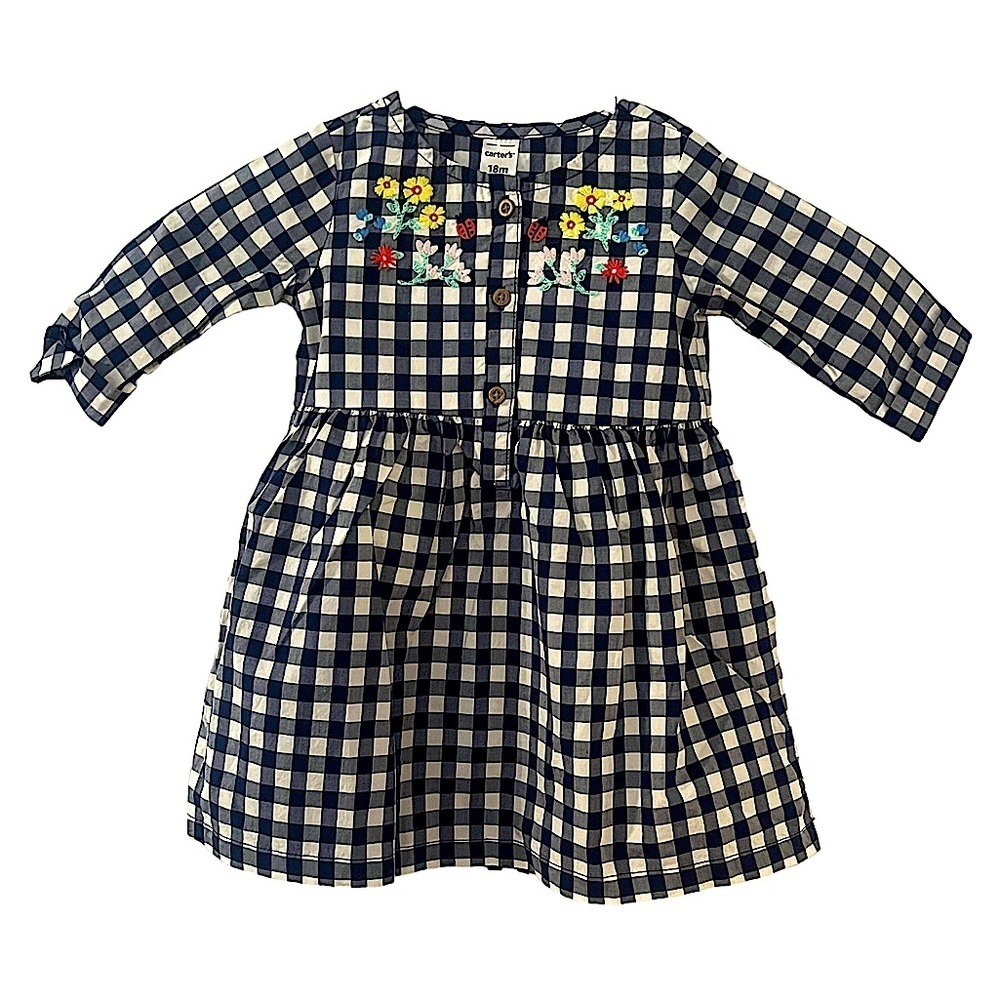 Carters NWT Baby Girls Flowered Plaid Dress One Piece